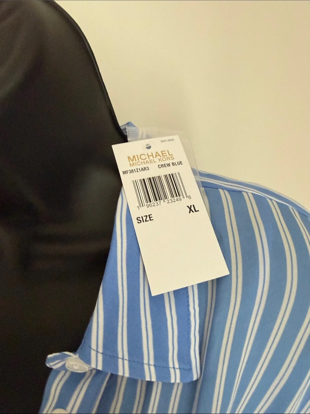Michael Kors Blue and White Striped Maxi Shirt Dress with Tie Waist - Picture 3 of 7